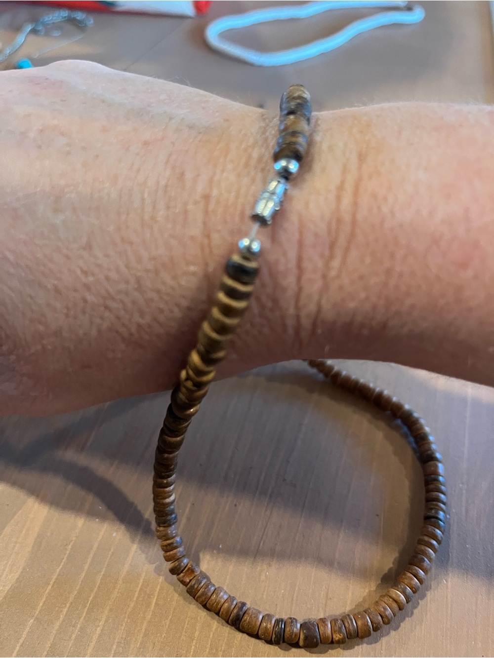 Coconut shell necklace for kids or woman small opening.